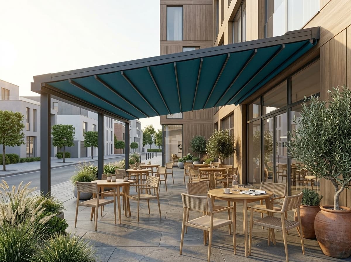 Motorlu, uzaktan kumandalı otomatik pergola uygulaması